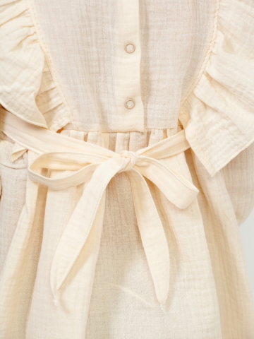 321-СЛ. Платье из муслина детское, хлопок 100% сливочный, р. 74,80,86,92